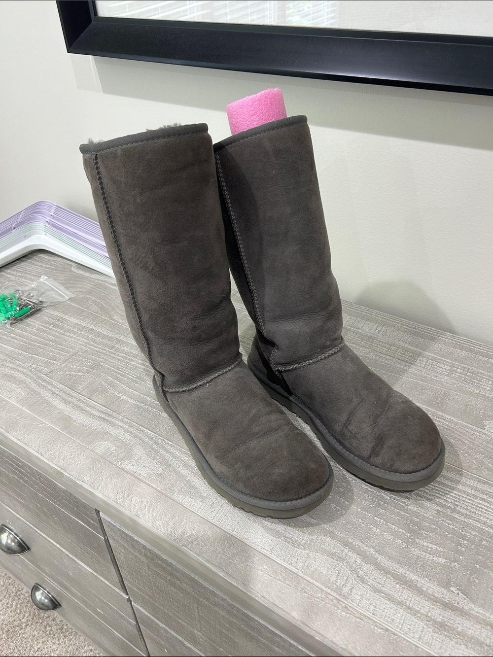 UGG Tall Suede Winter Boots - Dark Gray